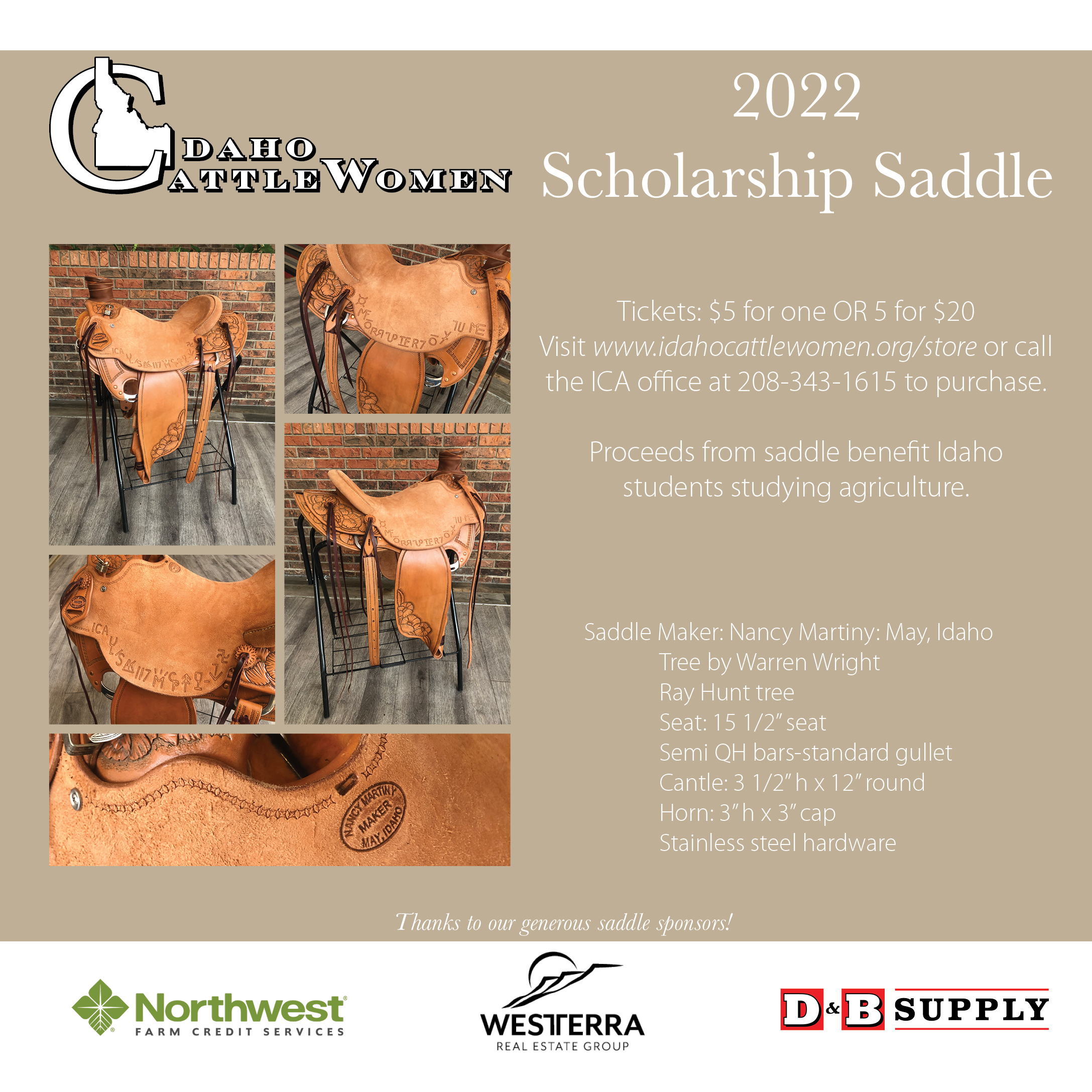 western saddle being raffled for scholarships
