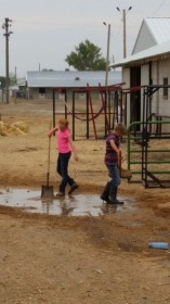 Working and playing with my friend after a big rainstorm at the fair.  
